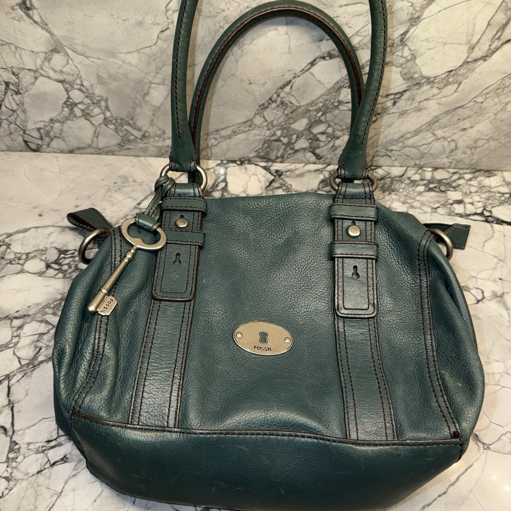 VTG Fossil Maddox Dark Teal Tote Satchel